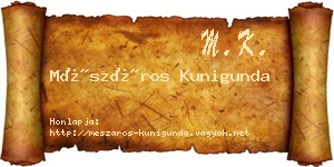 Mészáros Kunigunda névjegykártya